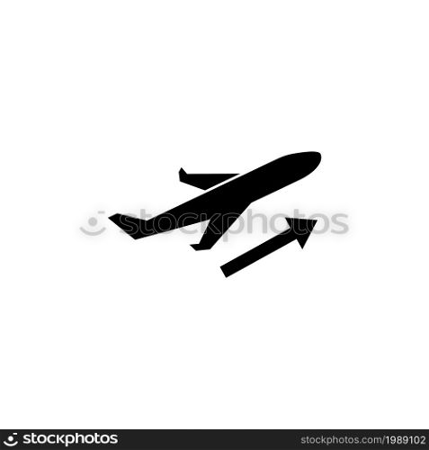 Plane Departure, Airplane Flight Takeoff. Flat Vector Icon illustration. Simple black symbol on white background. Plane Departure, Airplane Takeoff sign design template for web and mobile UI element. Plane Departure, Airplane Flight Takeoff. Flat Vector Icon illustration. Simple black symbol on white background. Plane Departure, Airplane Takeoff sign design template for web and mobile UI element.