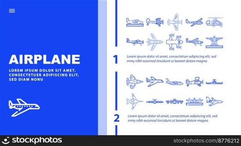 plane flight travel aircraft landing web page vector. air sky, fly jet, transport passenger, business airport, trip commercial aviation plane flight travel aircraft Illustration. plane flight travel aircraft landing header vector