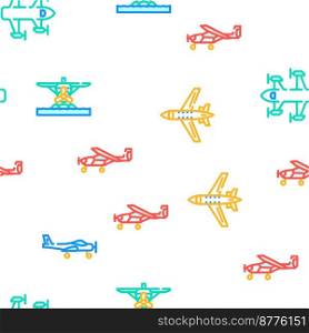 plane flight travel aircraft vector seamless pattern thin line illustration. plane flight travel aircraft vector seamless pattern