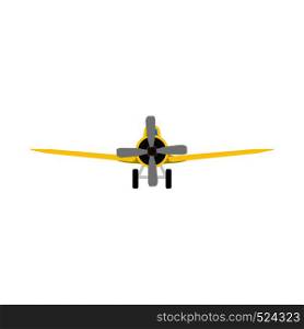 Plane front view vector aircraft transportation illustration. Fly travel journey propeller vehicle. Engine departure