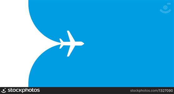 Plane fying on blue sky vector illustration. Travel tourism transport concept. Passenger aircraft. Jet commercial plane. Airplane fly. EPS 10