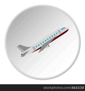 Plane icon in flat circle isolated vector illustration for web. Plane icon circle