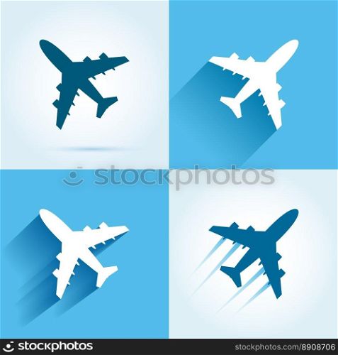 Plane icons set. Plane icon set. Flying aircrafts colorful vector illustration