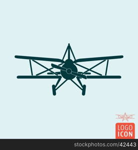 Plane. Retro biplane. Old airplane icon Vector illustration. Plane icon isolated
