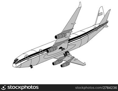 plane silhouette on gray background, vector illustration