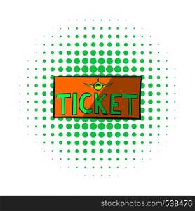 Plane tickets icon in comics style on a white background. Plane tickets icon, comics style
