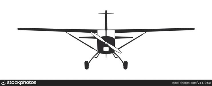 Plane. Tourist propeller plane. Airplane silhouette front view. Vector image