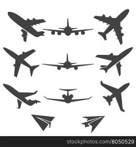 Plane vector icons. Plane icons. Black plane pictograms on white background. Vector illustration