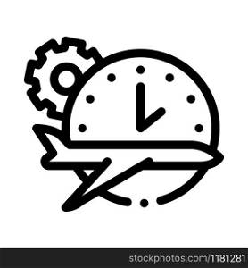 Plane Watch Gear Icon Vector. Outline Plane Watch Gear Sign. Isolated Contour Symbol Illustration. Plane Watch Gear Icon Vector Outline Illustration