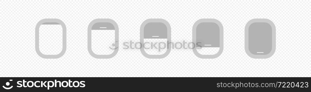 Plane window icon. Aircraft interior illustration. Airplane design element in vector flat style.