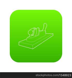 Planer on wood icon green vector isolated on white background. Planer on wood icon green vector