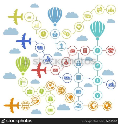 Planes carry business the sky. A vector illustration