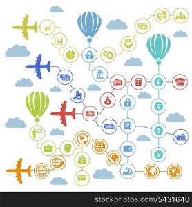 Planes carry business the sky. A vector illustration