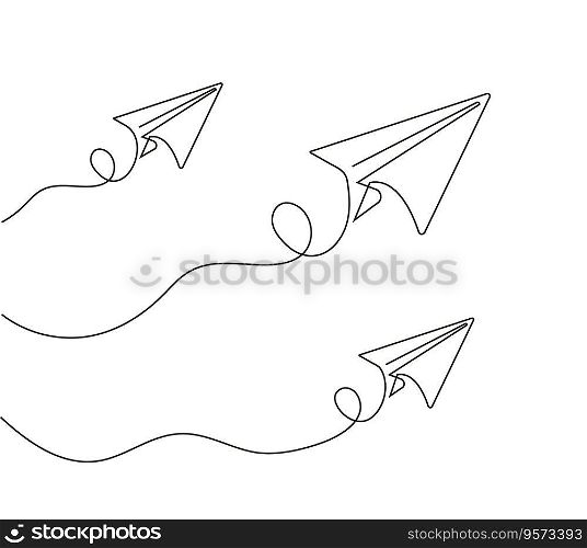 Planes icon continuous style, with fly route vector. Doodle message, sms, e-mail symbols. Letter dilivery illustration outline style. Paper airplane in hand drawn style. Outline paper aircraft.. Planes icon continuous style, with fly route vector. Doodle message, sms, e-mail symbols. Letter dilivery illustration outline style. Paper airplane in hand drawn style.