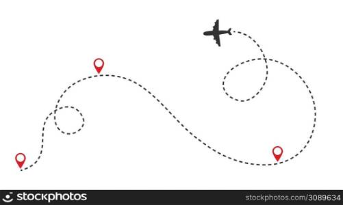 Planes. line of the plane. Airplane flight path with dash line and dash line trace. Vector Illustration. Planes. line of the plane. Airplane flight path with dash line and dash line trace. Vector