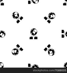 Planet and two folders pattern repeat seamless in black color for any design. Vector geometric illustration. Planet and two folders pattern seamless black