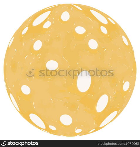 planet cheese similar to a realistic cheese ball with holes crater, vector