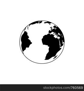 Planet Earth black and white icon. silhouette. Simple Flat monochrome icon. vector illustration for web banner, web, mobile, infographics. Globe, planet, Africa America continent. Planet Earth black and white icon. Flat planet Earth icon. vector illustration for web banner, silhouette