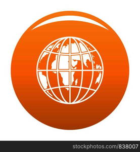 Planet earth icon. Simple illustration of planet earth vector icon for any design orange. Planet earth icon vector orange