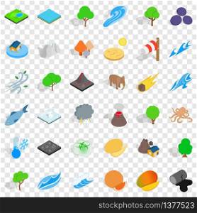 Planet earth icons set. Isometric style of 36 planet earth vector icons for web for any design. Planet earth icons set, isometric style