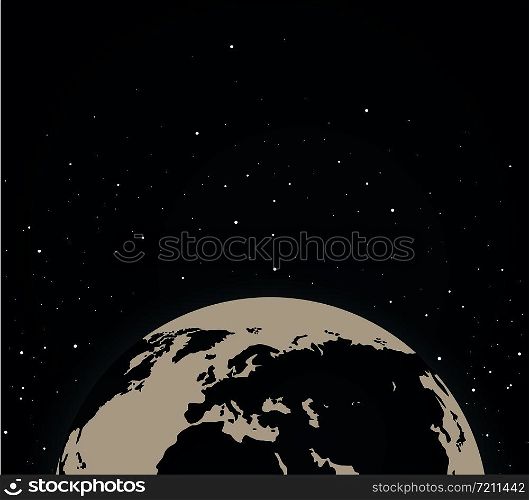 Planet Earth in deep space, vector illustration. Cosmic background, universe with stars.. Planet Earth in deep space