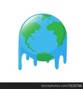 Planet earth melting icon design. Stop global warming concept. illustration isolated on white background.