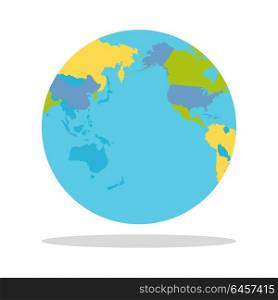 Planet Earth with Countries Vector Illustration.. Planet Earth vector illustration. World Globe with political map. Countries silhouettes on the planet surface. Global world concept. East, West. Indochina, North America, Australia, Pacific ocean.
