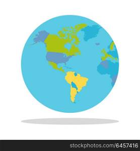 Planet Earth with Countries Vector Illustration.. Planet Earth vector illustration. World Globe with political map. Countries silhouettes on the planet surface. Global world concept. North and South America, Pacific and Atlantic oceans on white.