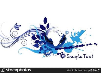 planet earth with floral vector illustration