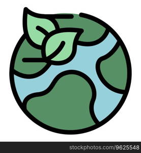 Planet eco energy icon outline vector. Space station. Cycle fuel color flat. Planet eco energy icon vector flat