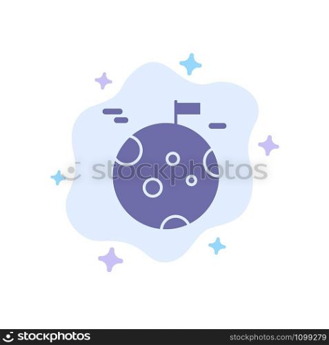 Planet, Gas, Giant, Space Blue Icon on Abstract Cloud Background