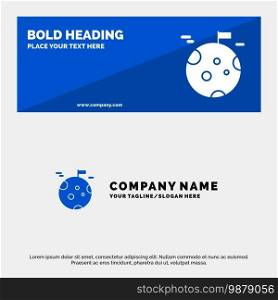 Planet, Gas, Giant, Space SOlid Icon Website Banner and Business Logo Template
