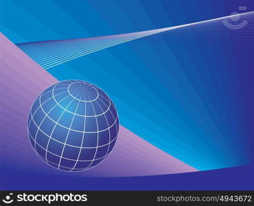Planet globe over lines background. Abstract vector illustration.