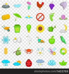 Planet icons set. Cartoon style of 36 planet vector icons for web for any design. Planet icons set, cartoon style