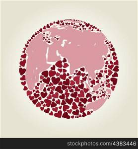 Planet made of hearts. Vector illustrations