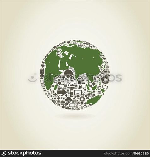 Planet made of the computer. A vector illustration