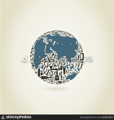 Planet made of the tool. A vector illustration