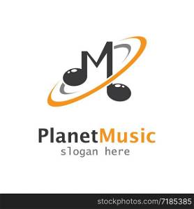 Planet music icon logo creative vector illustration