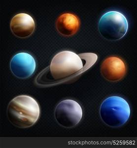 Planet Realistic Icon Set. Planet realistic icon set with earth mars Jupiter Saturn Venus and others planets of the solar system vector illustration