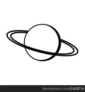 Planet saturn orbit celestial body stroke with rings, stock illustration