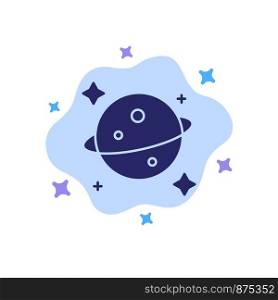 Planet, Saturn, Space Blue Icon on Abstract Cloud Background