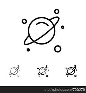 Planet, Science, Space Bold and thin black line icon set