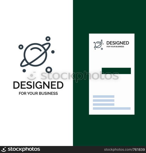 Planet, Science, Space Grey Logo Design and Business Card Template