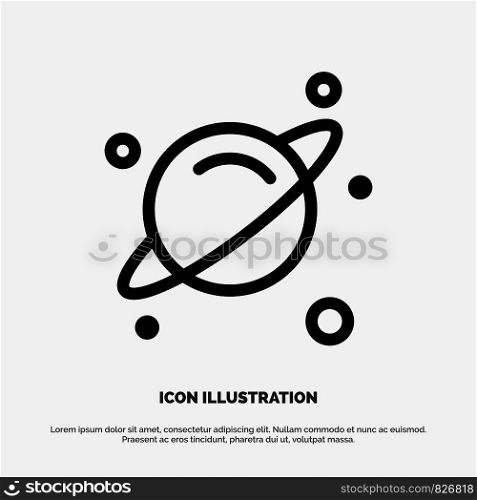 Planet, Science, Space Line Icon Vector