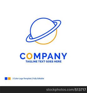 planet, space, moon, flag, mars Blue Yellow Business Logo template. Creative Design Template Place for Tagline.
