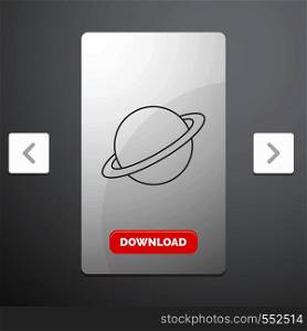 planet, space, moon, flag, mars Line Icon in Carousal Pagination Slider Design & Red Download Button. Vector EPS10 Abstract Template background