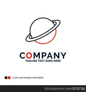 planet, space, moon, flag, mars Logo Design. Blue and Orange Brand Name Design. Place for Tagline. Business Logo template.