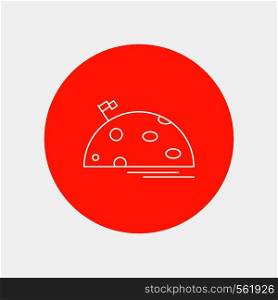 planet, space, moon, flag, mars White Line Icon in Circle background. vector icon illustration. Vector EPS10 Abstract Template background