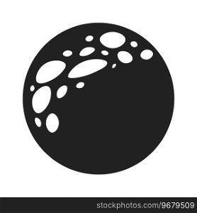 Planet sphere with volcanic craters black and white 2D cartoon object. Cosmic globe isolated vector outline item. Exoplanet with dino spots. Planetary. Fantasy monochromatic flat spot illustration. Planet sphere with volcanic craters black and white 2D cartoon object