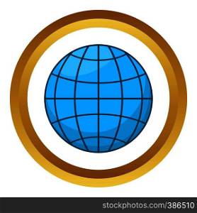 Planet vector icon in golden circle, cartoon style isolated on white background. Planet vector icon